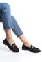 Women's Eyzy Black Knitwear Buckle Lofer Moccasin Ballerina Shoes