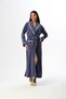 Women's Blue Velvet Shawl Collar Lace Winter Special Design Full Length Dressing Gown - 2