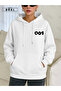 Unisex Oversize Hoodie White – No:001 Minimal Logo, Relax Fit - 2