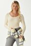 Women's Heat Lux Touch U Neck Butter Yellow Long Sleeve Soft Blouse - 5