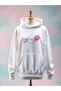 Smile Printed Cotton 3 Thread Oversize White Sweatshirt