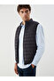 Black Standard Fit Stand Collar Men's Puffer Vest