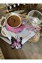 1 منديل تقديم قهوة مطرز بفراشة وردية - 4