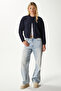 Women's Nina Crew Neck Navy Blue Basic Cardigan - 3