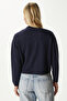 Women's Nina Crew Neck Navy Blue Basic Cardigan - 6