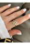 Square Baguette Zircon Stone Bottom Adjustable Women's Ring