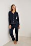 Navy Blue Long Sleeve Pajama Set with Rose Accessories 7939 - 2