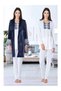 Navy Blue Velvet Lace Special Design Winter Maternity Pajama Set - 2