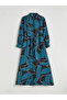 Lcw Modest Petrol Modal Blend Patterned Shirt Dress - 6