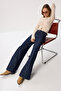 Ribbed Wide Leg Jeans Lut0022 Dark Blue - 2