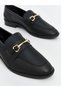 Leather Look Metal Applique Detailed Women's Loafer Shoes - 3
