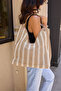 Prades Women's Beige White Net Detail Shoulder Bag