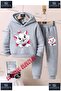 Children's Unisex Custom Printed Hoodie and Sweatpants Set with a Half-Cat Ribbon Design