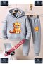 Children's Unisex Custom Printed Hoodie and Sweatpants Set with the Text: "Cat Squeaking Orange"