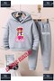 Children's Unisex Custom Printed Hoodie and Sweatpants Set with the Text: "Bear in Pink Canvas Clothing".
