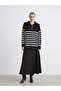 Lcw modest ecru striped women's knit tunic with high collar - 2
