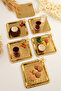 Oslo Gold Stainless Patterned Square Corner Butterfly Stone Detailed 6-Piece Coffee Tea Presentation Tray Serving Tray - 3
