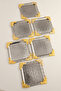 Rio Silver Stainless Patterned Square Corner Coffee and Tea Serving Tray with Gold Flower Detail, Set of 6 - 5