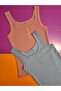 Modelli Ribbed Cotton Combed Camisole Fabric Thick Straps Dusty Rose and Blue Color Women's 2-Pack Tank Top - 4