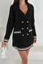 Double-Breasted Neck Pocketed Cardigan Mini Skirt Knit Set AW25AU0003 - 4