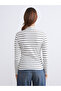 Vizyon New Season Mock Neck Striped Women's Bodysuit - 5