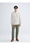 Beige Regular Fit Judge Collar Long Sleeve Striped Men's Shirt - 2