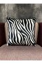 Imported Silk Velvet Cream-Black Color Square Zebra Patterned Cushion Cover (Double-Sided Pattern)