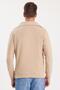 Unisex Relax Fit Comfortable Cut Ribbed Patterned Cotton Half Zipper Beige Stand Collar Sweatshirt - 7
