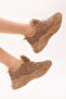Women's Brown Comfortable Fit High Sole Lace-Up Sneakers - 3