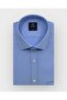 Men's Regular Fit Long Sleeve 100% Cotton Classic Collar Single Pocket Patterned Blue Shirt 3641m