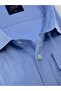Men's Regular Fit Long Sleeve 100% Cotton Classic Collar Single Pocket Patterned Blue Shirt 3641m - 2