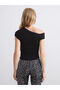 Black boat neck ruched blouse from plus-store - 4