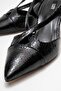Black - Snake Pattern Women's Open-Back Heeled Shoes - 3