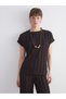 Two Mt Shop Quality Lcw Everyday Brown Raschel Plain Loose & Baggy Short Sleeve Women's T-Shirt