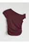 Plum Boat Neck Gathered Blouse - 6