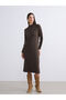 Vizyon New Season Half Turtleneck Slit Knit Dress