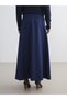 Alita City Lcw Modest Navy Blue Poplin Plain Midi Women's Skirt with a Difference - 4