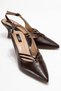 Brown - Women's Cross-Strapped Heeled Shoes