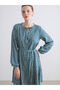 Green Tie Collar Patterned A-Line Mini Dress - 3