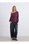 Plum Boat Neck Women's Sweatshirt - 2