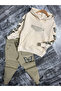 Butterfly Printed Hooded Girls' Sweatshirt Set - 4