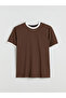 Xside Brown Crew Neck Combed Cotton Men's T-Shirt - 5