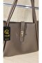Women's Large Shoulder Bag with Faux Leather Lock Detail - 5