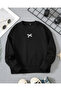 Bow Printed Black Long Sleeve T-Shirt for Girls