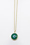 Gold Framed Emerald Green Evil Eye Stainless Steel Chain Bijouterie Necklace, Gift Necklace - 5