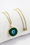Gold Framed Emerald Green Evil Eye Stainless Steel Chain Bijouterie Necklace, Gift Necklace