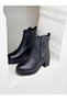 235131K Sole Detail 8cm Thick Heel Khaki Leather Boots for Women