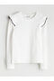 Two Mt Shop Quality Lcw Kids Ecru Oval Collar Ruffle Detailed Girls' T-Shirt - 3