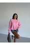 Women's Pink Crew Neck 2 Thread Sweatshirt Hzl25W-Fry123391