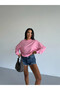 Women's Pink Crew Neck 2 Thread Sweatshirt Hzl25W-Fry123391 - 2